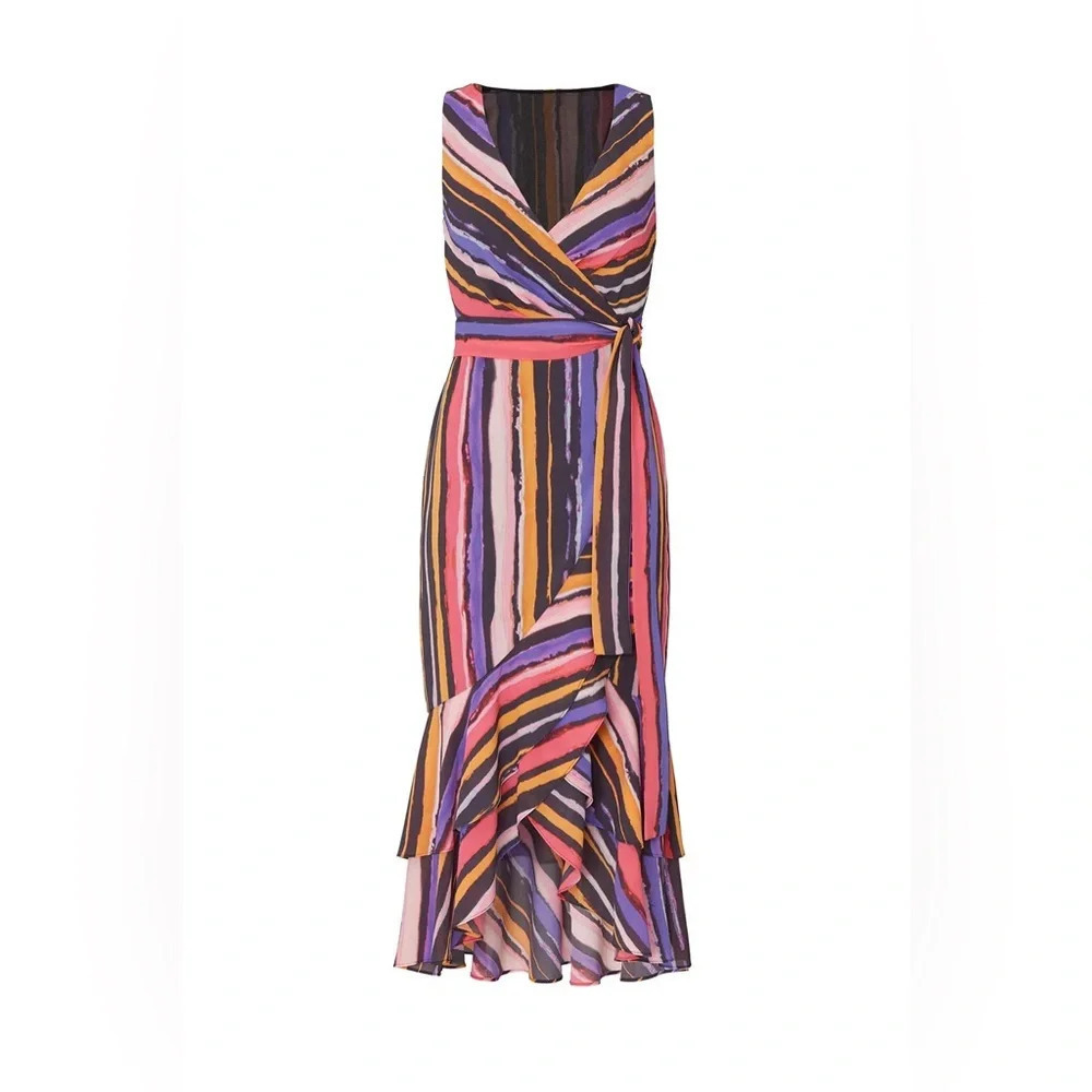 Great Jones Fun Flirty Orchid Wrap Midi Dress Sz S